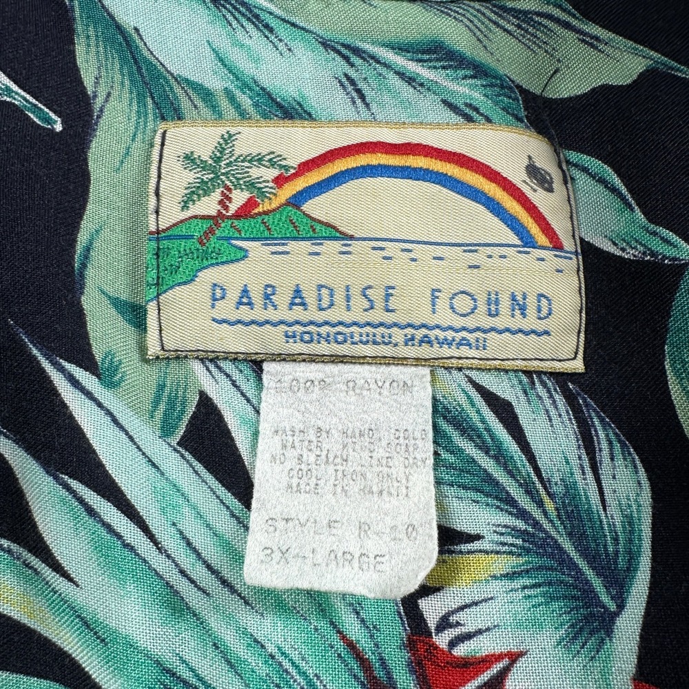 Paradise Found Shirt Mens 3XL Black Tropical Parrot Tom Selleck Magnum Pi Hawaii - Picture 4 of 8